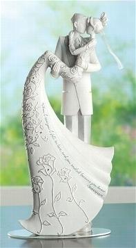 9" Embrace White Wedding Cake Topper Gina Freehill Design Bride & Groom # 63600